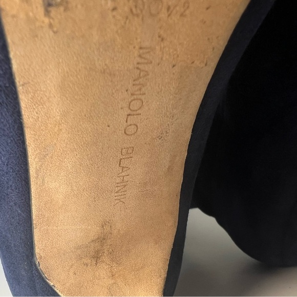 Manolo Blahnik Pamfilo 90mm Navy Blue Stretch Suede Over Knee Tall Boots 38.5 - Picture 5 of 8